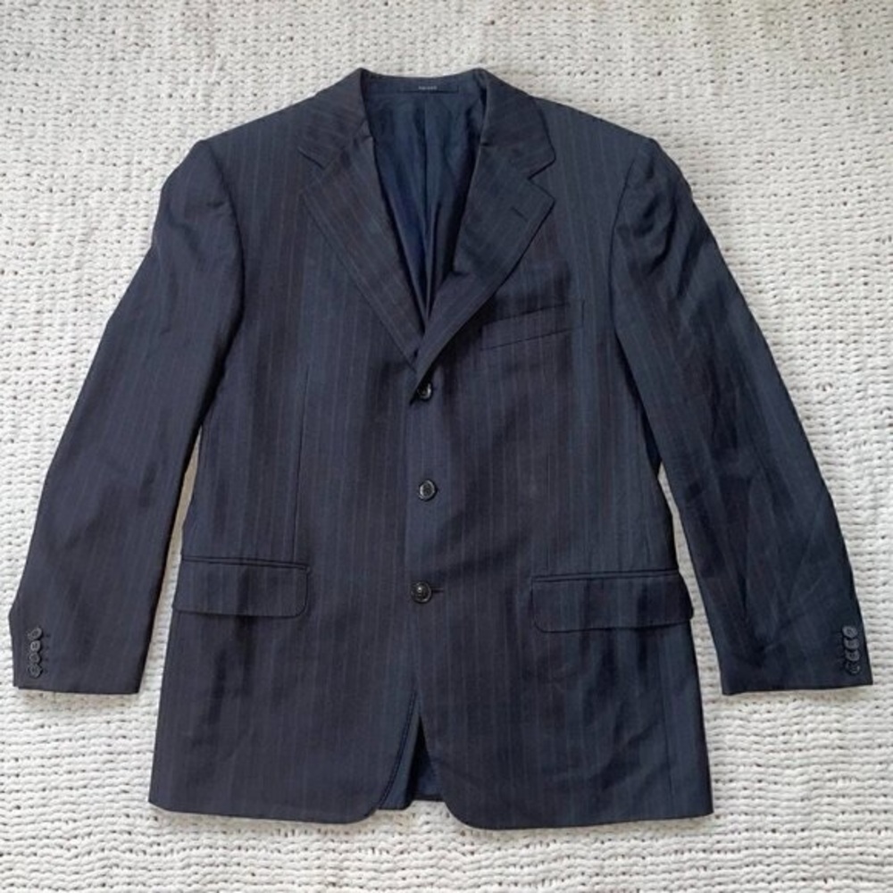 Ermenegildo Zegna Wool Mens Pin Stripe Blazer Suit Jacket Large